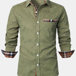 Corduroy Plaid Panel Button Up Shirt