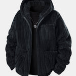 Striped Teddy Fleece Zip Up Hoodie