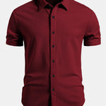 Muscle Fit Ribbed Button Up Shirt