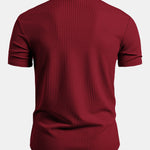 Muscle Fit Ribbed Stand Collar Shirt