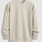 Men's Solid Color Textured Puff Grid Casual Crewneck Sweatshirt