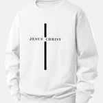 Jesus Christ Stripe Print Relax Fit Sweatshirt