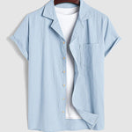 Men's casual textured Cuban collar short-sleeved shirt