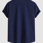 Men's Cotton Linen Lapel Short Sleeve Shirt