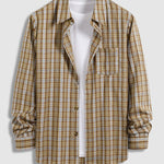 Men's Plaid Button Slim Fit Casual Long Sleeve Shirt
