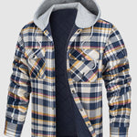 Men's hooded  plaid thickened warm button shirt jacket