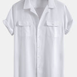 Linen Cuban Shirt With Pockets & Slim Fit Tapered Trousers