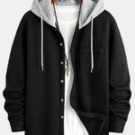 Contrast Waffle Hooded Shirt