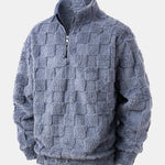 Chessboard Jacquard Teddy Quarter Zip Sweatshirt