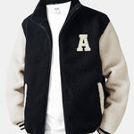 Teddy Fleece Contrast Baseball Jacket