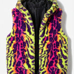 Faux Fur Colorful Leopard Hooded Vest