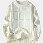 Plaid Crew Neck Knit Sweater