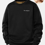 Love And Peace Print Teddy Fleece Lined Sweatshirt