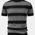 Rhombus Geometry Knitted Sweater T-Shirt & Slim Fit Tapered Trousers