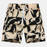 Color Block Print Zipper Pocket Shorts