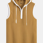 Contrast Waffle Half Open Hooded Vest