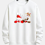 Santa Claus And Reindeer Print Relax Fit Sweatshirt