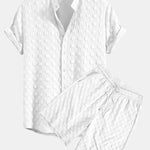 Checkerboard Jacquard Stand Collar Shirt & Checkerboard Jacquard Shorts