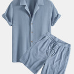 Waffle Textured Cuban Shirt & Shorts