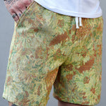 Oil Painting Floral Print Drawstring Shorts