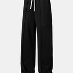 Relax Fit Color Block Patchwork Polo Sweatshirt & Straight Leg Pleated Pintuck Sweatpants
