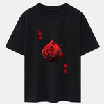 Rose K Print Drop Shoulder Oversize T-Shirt