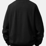 Relax Fit 2 In 1 Notched Collar Waffle Sweatshirt