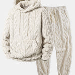 Geometric Jacquard Teddy Hoodie & Jogger Pants