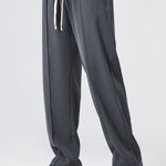 Single Pleat Drawstring Straight Leg Pants