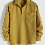 MENS HALF BUTTON CORDUROY LONG SLEEVES SHIRT