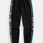 Ethnic Geometric Jacquard Patchwork Corduroy Pants