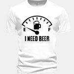 Regular Fit I Need Beer Print Cotton T-Shirt