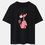 Pink Panther Print Drop Shoulder Oversize T-Shirt