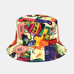 Abstract Cartoon Graffiti Print Reversible Bucket Hat