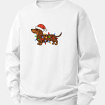 Christmas Colorful Light Dog Print Relax Fit Sweatshirt