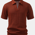 Crochet V Neck Polo Shirt