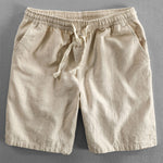 Floral Jacquard Textured Cuban Shirt & Linen Cotton Blend Drawstring Shorts