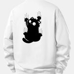 Black Cat Print Relax Fit Sweatshirt