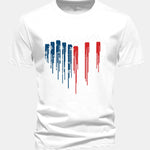 Regular Fit Heart Shaped Fighter Jets USA Flag Print Cotton T-Shirt