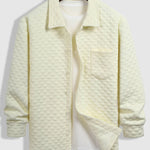 Men's solid color plaid texture button shirt jacket