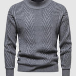 Men's solid color half turtleneck casual jacquard sweater