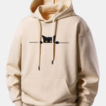 Black Cat Print Relax Fit Hoodie