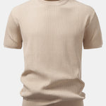 Ribbed Crew Neck Sweater Knitted T-Shirt