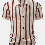 Stripe Eyelet Knitted Shirt