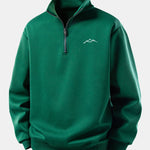 Relax Fit Mountain Print Quarter Zip Sweatshirt