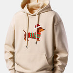 Christmas Dachshund Print Relax Fit Hoodie