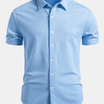 Muscle Fit Ribbed Button Up Shirt