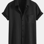 Striped Jacquard Button Up Shirt & Drawstring Shorts