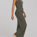Zeagoo Women's Adjustable Belt Overalls Rompers Sleeveless Wide Leg Jumpsuit