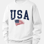 USA Flag Print Relax Fit Sweatshirt
